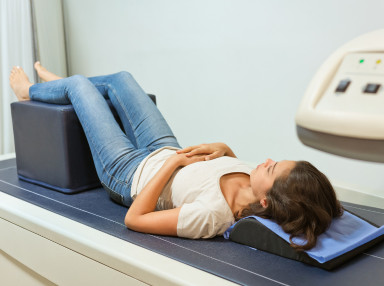 Woman waiting to take a BMD test